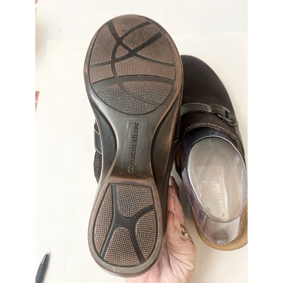 Naturalizer Suede Leather Heeled Slip On Mules Clogs Size 8.5 Brown Shoes - Picture 4 of 8